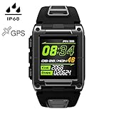 Smartwatch Multisport Fitness Uhr hr, eingebautes GPS + Compass Stopwatch wasserdicht ip68 Schwimmen wandern Radfahren pulsmesser mit schrittzähler für Damen Herren,Gray
