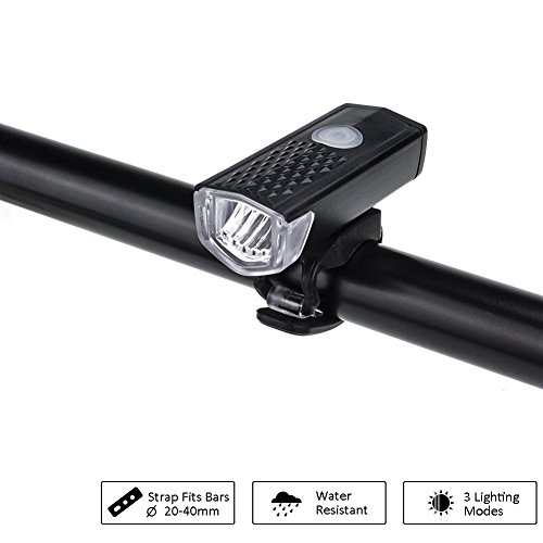 Fahrrad Vorderes Licht, OUTOWIN 300 Lumen LED Fahrradlicht USB Wiederaufladbare Fahrradlampe Scheinwerfer (3 Licht-modi/Breit Strahl Winkel) - 4