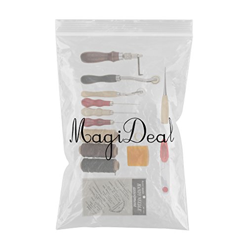 MagiDeal 13er Leder Nähen Set, Nützliche Leder Werkzeu Überstich Ahle Werkzeug Pin Sewing Maschine Drucktuch Rad/Einrollscheibe/Scriber/Scanlinie - 2