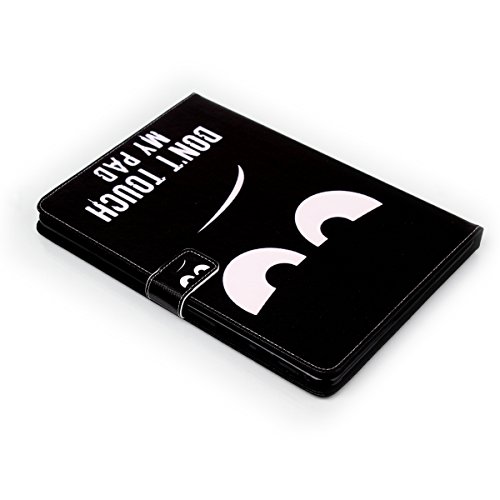 Felfy Slim Full Body Don’t Touch my Pad Black Auge Muster PU Lederhülle Case Cover Etui Schutz Hülle Tasche für Samsung Galaxy Tab A 9.7 Zoll T550 P550 T555N + 1x Eule Anti Stöpsel + 1x Schwarz Stylus - 4