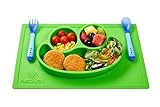 Rutschfeste Tischunterlage Platzmatte aus Silikon, einfach abwaschbar, super geeignet zum Essen lernen für Babys und Kleinkinder, Babyteller Tischset Babyschale Kinderteller, grün - 4