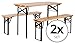 Produktbild Stagecaptain 2er Set Hirschgarten Bierzeltgarnitur für Balkon (Kurze Version mit 117 cm Länge, 2X Tisch, 4X Bank, Holz, klappbar) Natur