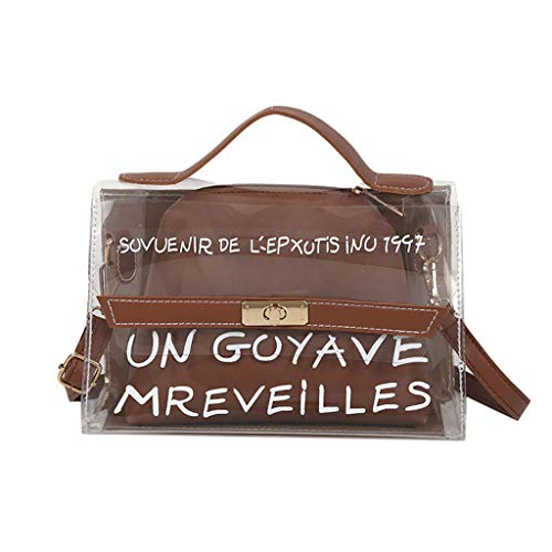 Preisvergleich Produktbild Frauen Transparent Schultertasche Mode Vielseitig Diagonal Handtasche Kleine Crossbody Geldbörse Handytasche Mädchen Einfarbig Kartenhalter Schulter Brieftasche Umhängetasche (Braun, one size)