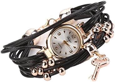 2018 New Women Popular Wrist Watches, GreatestPAK Quartz Watch Flower Gemstone Luxury Bracelet (Black)