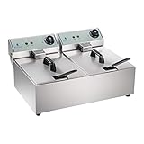 Royal Catering Double Friteuse Electrique Professionnelle 2x10L RCEF-10DY-ECO (2x2500W, 230V, 2 témoins lumineux)