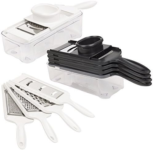 6 Piece Multi Grater Tool &amp; Container Set - For Grating &amp; Slicing (White)