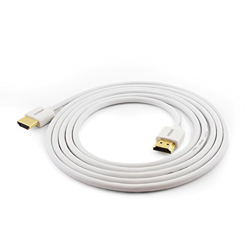 HDMI Kabel 1,5M – Ultraflexibel weiß – HDMI 2.0 (a/b) kompatibel – 4K : Ultra HD 2160p / Full HD 1080p / HDR / 3D / Ethernet / Audio Return Channel (ARC) – Flexibel und Mehrfach Schirmung. - 4