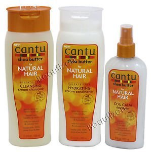Cantu Shea Butter for Natural Hair Sulfate Free TRIO SET (Cleansing Cream Shampoo, Hydrating Cream Conditioner, and Coil Calm Detangler) Includes 1 free eyepencil by Cantu Shea Butter