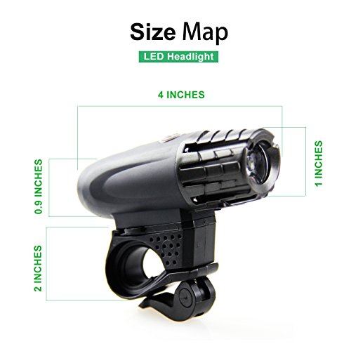 SUNSPEED Fahrradlicht/Frontlicht LED,Fahrradbeleuchtung über USB aufladen, 4-Modi, 200lumens Weiß CREE 3W LED, Easy Install - 3