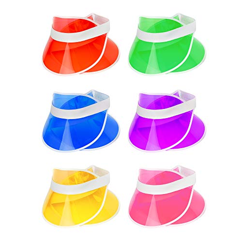 Bramble 12 Néons Visières Pare-Soleil - Casquettes Visières pour Hommes et Femmes - Poker Pub Golf Casino Rétro Annee 80 Deguisement Rave Visor Cap