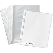 DAHSHA Transparent Waterproof 11 Holes Document Sleeves, (A4)50 Leaf Sheet