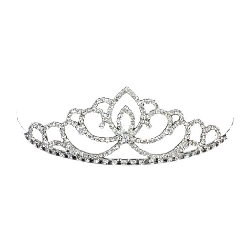 Katara Silbernes Strass Diadem Haarspange für Hochzeit, Brautjungfern, Kommunion, Konfirmation - 2