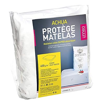 Linnea Protège Matelas 160x200 cm ACHUA Molleton 100% Coton 400 g/m2 Bonnet 50cm
