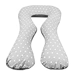 Schwangerschaftskissen Lagerungskissen Relaxkissen Seitenschläferkissen U-Kissen (Muster: weiße Sternchen auf Grau – grau) - 2