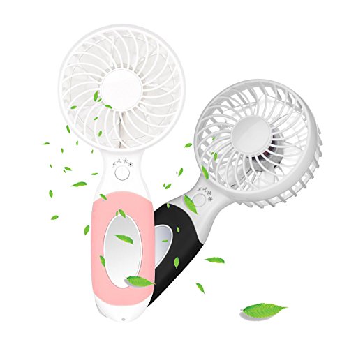 LIFU Mini USB Handverntilator Leise Tragbar Elektrische persönlichen Vielzweck-Fan mit Spiegel LED Licht und Wiederaufladbare 18650 Batterie für Hause und Büro, Innen- und Außenbereich - 9