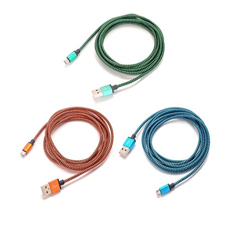 Micro USB Kabel Rephoenix 3 colors / 6.5ft Nylon USB Ladekabel für Android Smartphones, Samsung, HTC, Sony, Nokia, Nexus, Kindle und Weitere Geräten(Blau,Orange,Grün) - 5