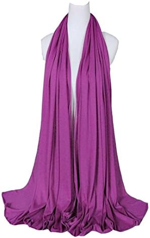 Ladies Top Quality Jersey Hijab Women Stretchy Big Plain Large Scarf Maxi Lycra Shawl Wrap (Purple)