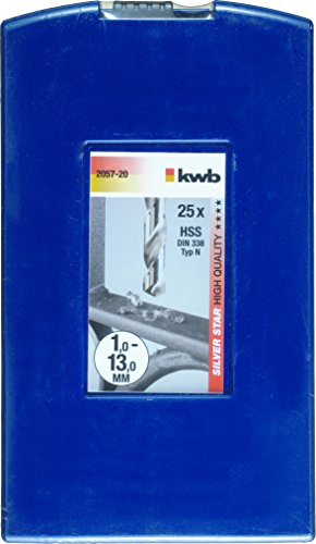 kwb Metallbohrersatz HSS-G Silver Star 25-tlg. 205720 (bis zu 40% schneller, 50% geringerer Anpressdruck, präzisionsgeschliffen, DIN 338) - 2