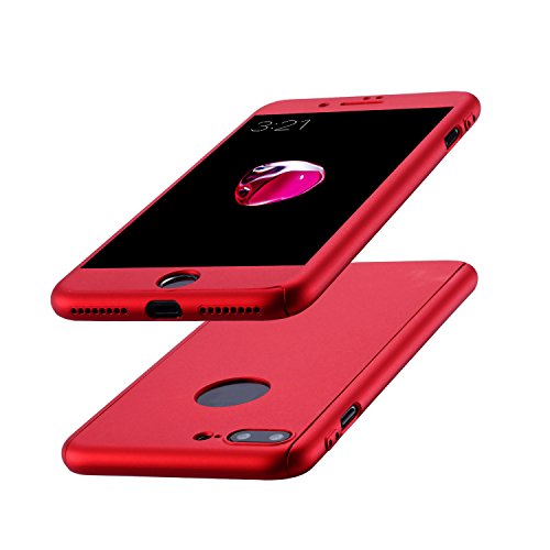 Dreamer-Z Funda de m vil Iphone7 360 grados paquete s lido con un
agujero para Iphone 7 Plus Rojo