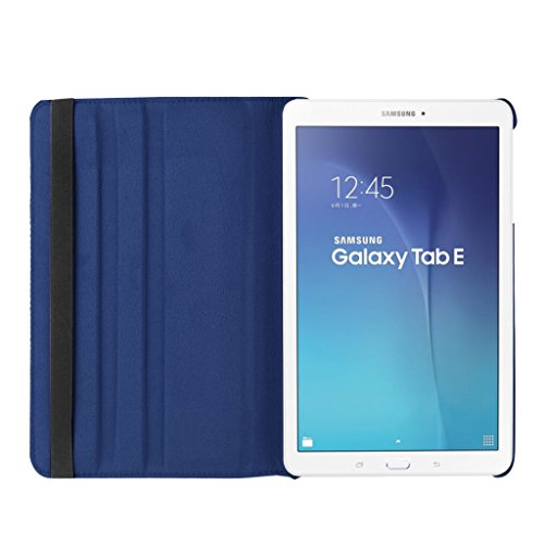 TIODIO® 360° Drehbares Ledertasche Für Samsung Galaxy Tab E 9.6-Inch SM-T560/SM-T561 Schutzhülle Case Tasche mit Ständerfunktion+ Displayschutzfolie + Eingabestift Stylus Touch Pen, Blau - 3