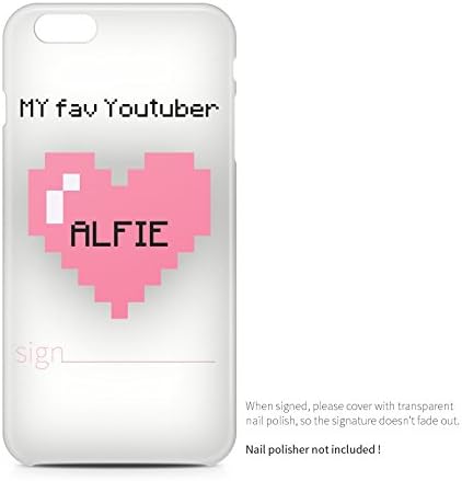 My favourite Youtuber is Alfie sign here Apple iPhone plastic case cover white with pink heart (Iphone 6 &amp; 6s)