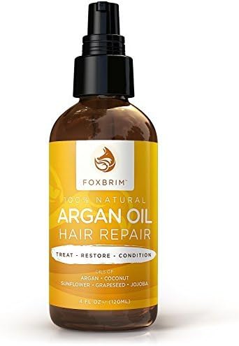 Foxbrim Argan Oil Hair Repair - 100% Vegan - Premium Restorative Natural &amp; Organic Hair Care Treatment - Argan Oil for Hair With Jojoba Oil, Coconut Oil &amp; Shea Butter - 4oz