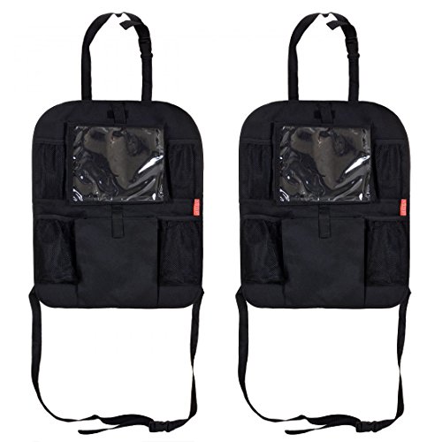 2er Set LCP Kids Auto Frontsitz Rückenlehnenschutz und Kindersitz Organizer mit Klarsichtfach für Tablet PC Pad