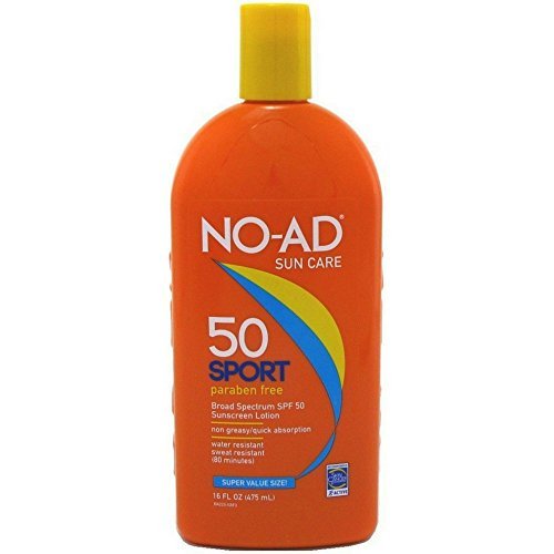 No-Ad Sport Active Sunblock Lotion very water and Sweat Resistant SPF 50-16 Oz, 1 Pack by No-Ad Products