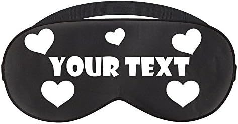 Personalised Luxury Mulberry Silk Sleep Mask / Eye Mask Featuring Your Chosen Theme by The JetRest® (Black - Love Hearts Theme)