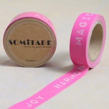Peace Hope Joy Neon Pink Washi Tape, Craft Decorative Tape