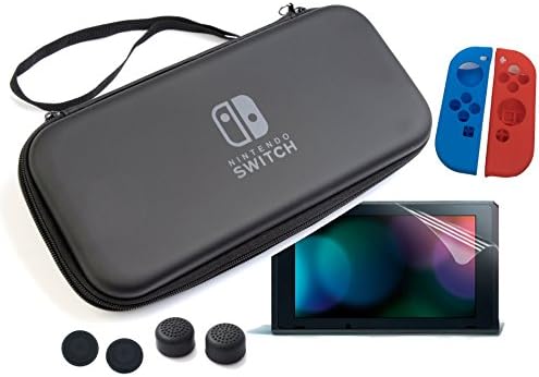 Nintendo Switch Case Accessory - Travel Carry Portable Pouch with Hard Anti Shock Shell for Console with Joy Con Controllers - All-round Double Zip, Internal Pocket and 5 Storage Slots for Storage of Accessories