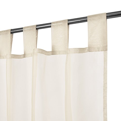 Beautissu® Transparenter Schlaufen-Vorhang Amelie – 140×245 cm Creme (Beige) – Voile Dekoschal Gardine Schlaufenschal - 2