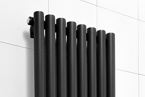 Designer Vertical Oval Column Upright Rad - 1600 x 465 - Graphite - 10YR Guarantee