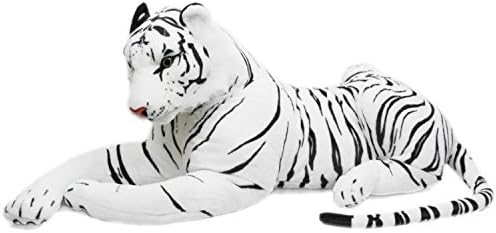 Extra Large Giant Plush Lying Tiger Soft Toy With Noise ~ White