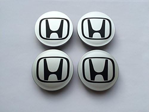 68mm ALLOY WHEEL CENTER HUB CAPS SILVER / BLACK Logo