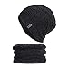 Produktbild happy event Unisex Strickmütze Hedging Kopf Hut Beanie Warm Caps + Halswärmer Anzug (Schwarz)