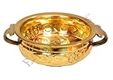 E-Handicrafts Brass Bowl for Floating Flowers, Cooking, Gold(Diameter