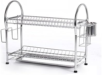 LFHFCFSN HJHY® Kitchen racks, Dish rack Double Layer Drain Rack Storage rack Tool holder Chopsticks holder 28*47.5*70cm Waterproof Easy clean