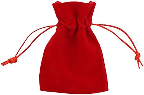 10 pieces Small Red Velvet Pouches 7,5x10cm - Elegant Velvet Jewellery Pouches - by Shingyo