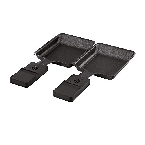 WMF KÜCHENminis Raclette für 2, flach & gerippt, 2 kleine & 1 großes Pfännchen, Schokofondue-Funktion, cromargan matt/silber - 7