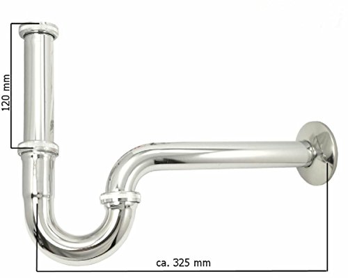 tecuro PROFI 1 1/4 Zoll Röhrengeruchsverschluss Siphon für Waschtisch – edelstahl verchromt – lange Ausführung - 2