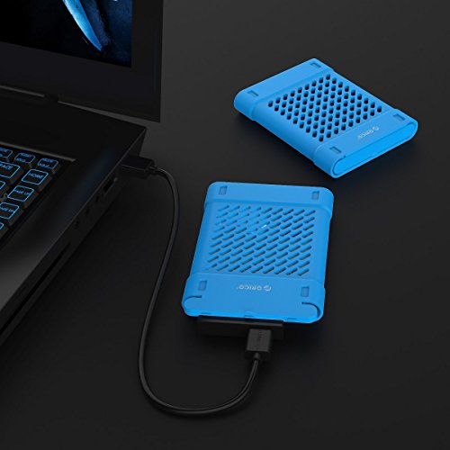 ORICO – 2,5 Zoll Silikon Festplattentasche Schutztasche Schutzhülle für Externe Tragbare Festplatten, HDD/SSD Schutzbox für Western Digital WD Seagate Toshiba Samsung Intenso (Blau) - 7