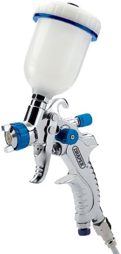 100ML GRAVITY FEED HVLP AIR SPRAY GUN - General purpose HVLP spray gun with aluminium body. Suitable for use with all paint types including water-based. Variable fan and fully adjustable flow. Spare nozzle, needle and cap sets are available - see table. Display carton.