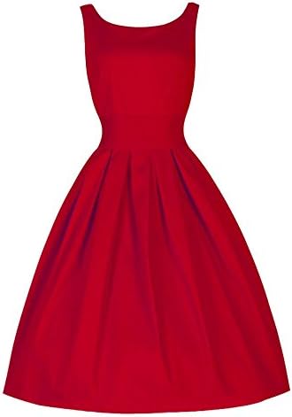 BA Zha Vintage Style Women 50'S Swing Retro Housewife Party Rockabilly Dress Ladies Party Dress Maxi Dress Sundress Vintage Dress Slim Sundress Holiday Vacation Bohemian Casual Dress (XXL, Red)
