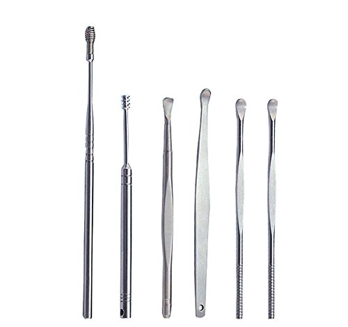 6 Pieces Stainless Steel Ear Curette Earwax Removal Ear Pick Ear Cleaner Wax Remover Kit with Storage Box