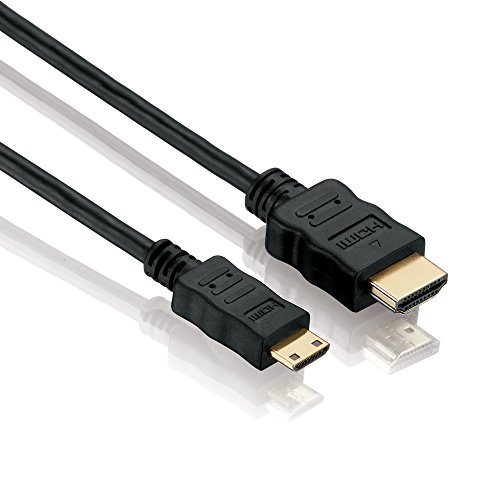 HDSupply X-HC050-010E High Speed Mini HDMI Kabel mit Ethernet, HDMI-A Stecker (19-polig) auf HDMI-C Stecker (19-polig), 2-fach geschirmt, vergoldete Kontakte, 1,0m, schwarz