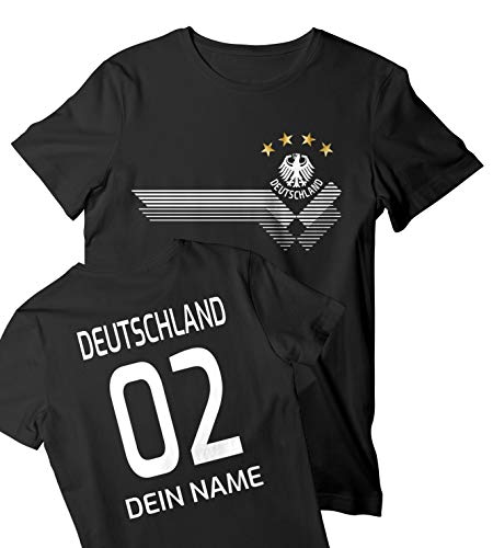 RoughTex Herren Deutschland Trikot | Funktions-Shirt personalisierbar eigener Name und Nummer – Fan T-Shirt atmungsaktiv schnelltrocknend Schwarz XXL