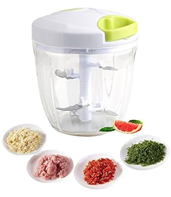 Tatuer Hachoir Manuel, Tatuer Hachoir Légumes Fruits et Viandes Grande Capacité 900ml Hachoir à Portée de Main/Découpe Légumes/Mixeur avec 5 Lames Moulin à Viande, Oignon Salade, Pesto, Persil, Pommes de Terre