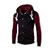Produktbild Elecenty Herren Winterjacke, Warme Dicken Mantel Einreiher Männer Outwear Pullover Winter Langarm Kapuzenpullover Sweatshirt Übergröße Oberbekleidung Parka Sweatjacke Winterjacke (L, Weinrot)