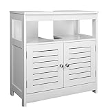 Ahorro de espacio: dos puertas con bisagras en blanco clásico y abierto, fácil de conseguir toallas, artículos de limpieza o papel higiénico. Debido al pequeño ancho y profundidad, ideal para baños pequeños o aseos para invitados el espacio.